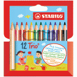 Карандаши цветные Stabilo "Trio", 12цв., трехгран., утолщенные, заточен., картон, европодвес