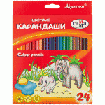 Карандаши цветные Гамма "Мультики", 24цв., трехгранные, заточен., картон, европодвес