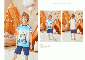 Пижама фуфайка (футболка), шорты д/мал Juno SS20BJ602 Sleepwear гол/темно-синий image_1