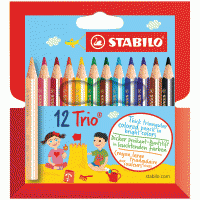 Карандаши цветные Stabilo "Trio", 12цв., трехгран., утолщенные, заточен., картон, европодвес image_1